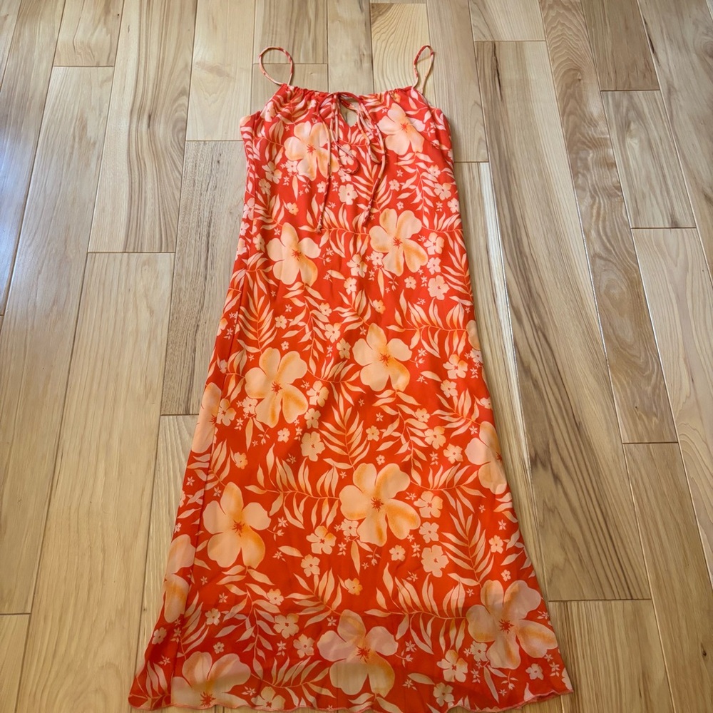 Vintage 90’s Chesley Orange Floral Tropical Print Dress